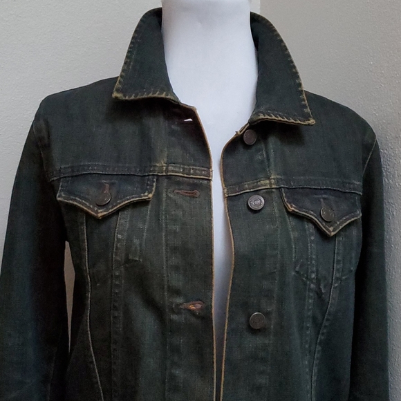 Gap Demin Jacket Blue Black w/ Orange Highl Size M - Picture 5 of 17